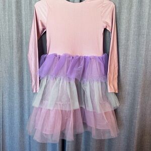 Pink and Purple Tulle Layered Kids Ruffle Dress